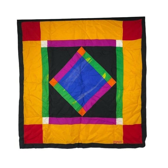 ESpirit Accessories - Espirit Vintage Silk Scarf Square 34 Inch Bright Colorful 80s Classic Retro Fun